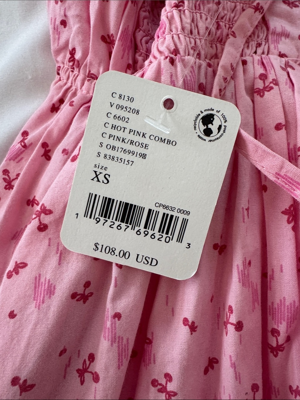 Free People Pink Floral Mini Dress with Spaghetti Straps - Picture 2 of 3